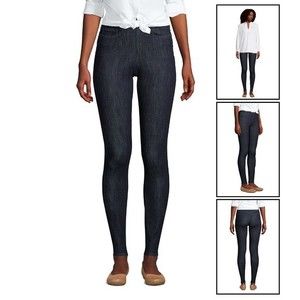 Lands End High Rise Pull On Skinny Indigo Jeans